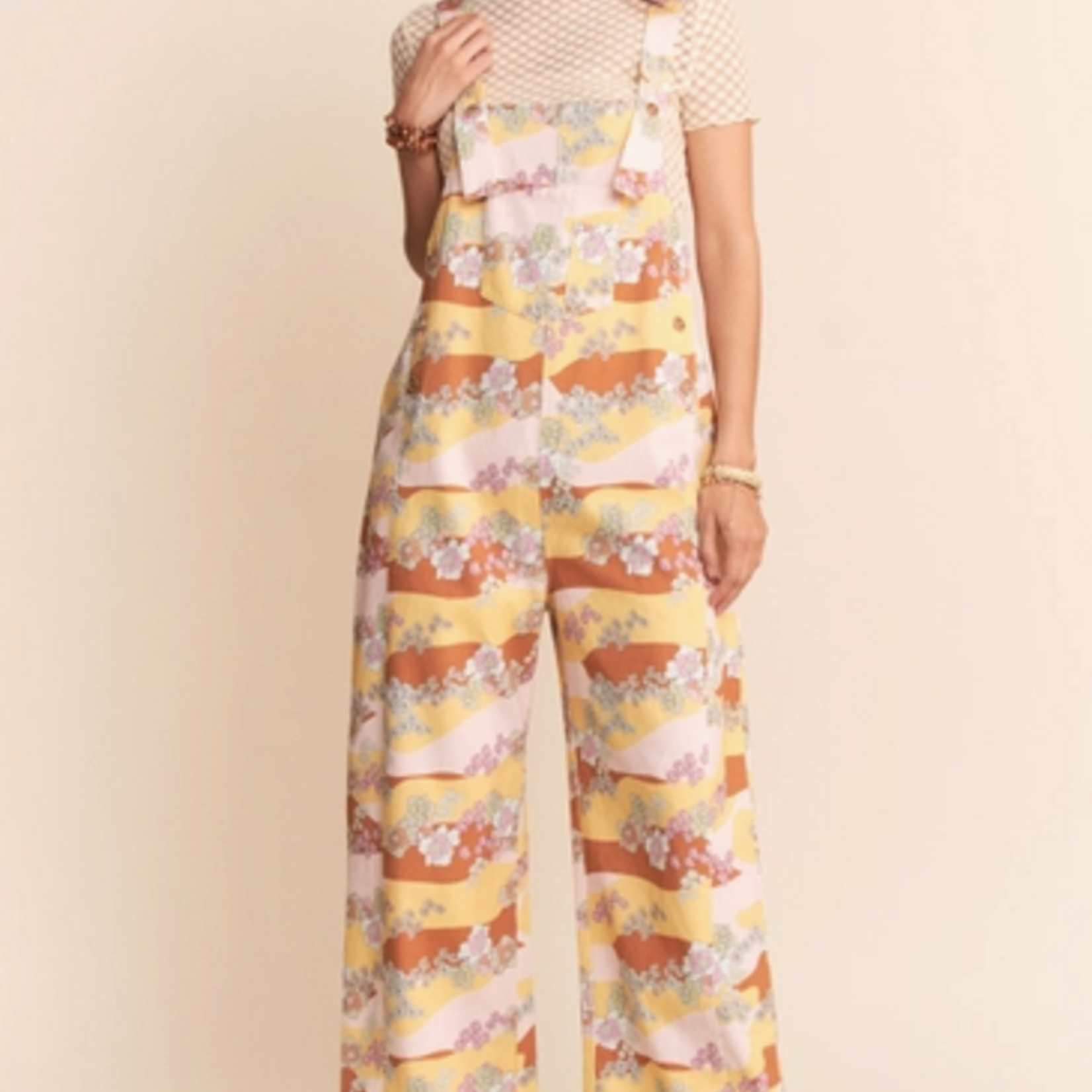 Davi & Dani Washed Retro Print Twill Overall
