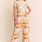 Davi & Dani Washed Retro Print Twill Overall