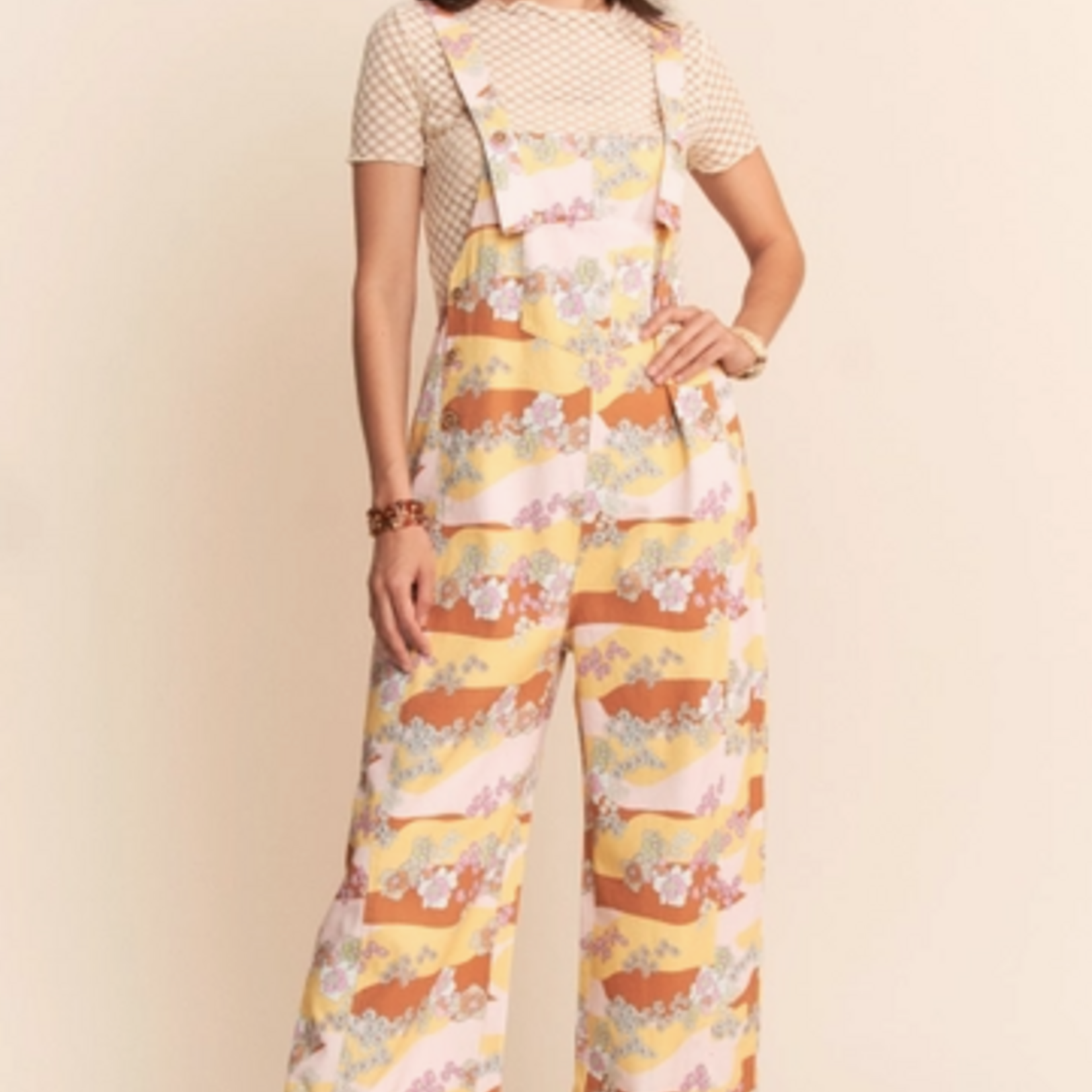 Davi & Dani Washed Retro Print Twill Overall