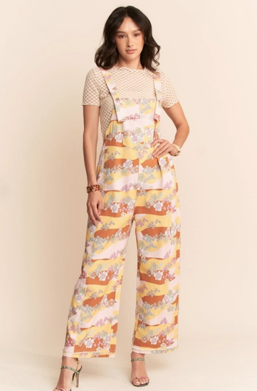 Davi & Dani Washed Retro Print Twill Overall