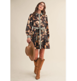 Exclusive Horse Print Button Down Mini Dress