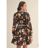 Exclusive Horse Print Button Down Mini Dress