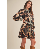 Exclusive Horse Print Button Down Mini Dress