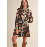 Exclusive Horse Print Button Down Mini Dress