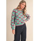 Emerald Fuzzy Cherry Sweater