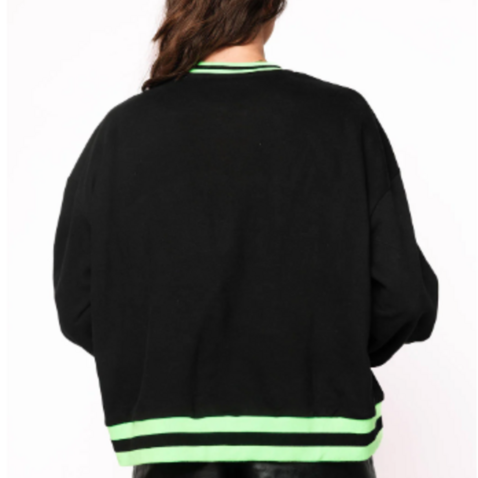 Queen of Sparkles Black & Neon Green 'Spooky' Sweatshirt