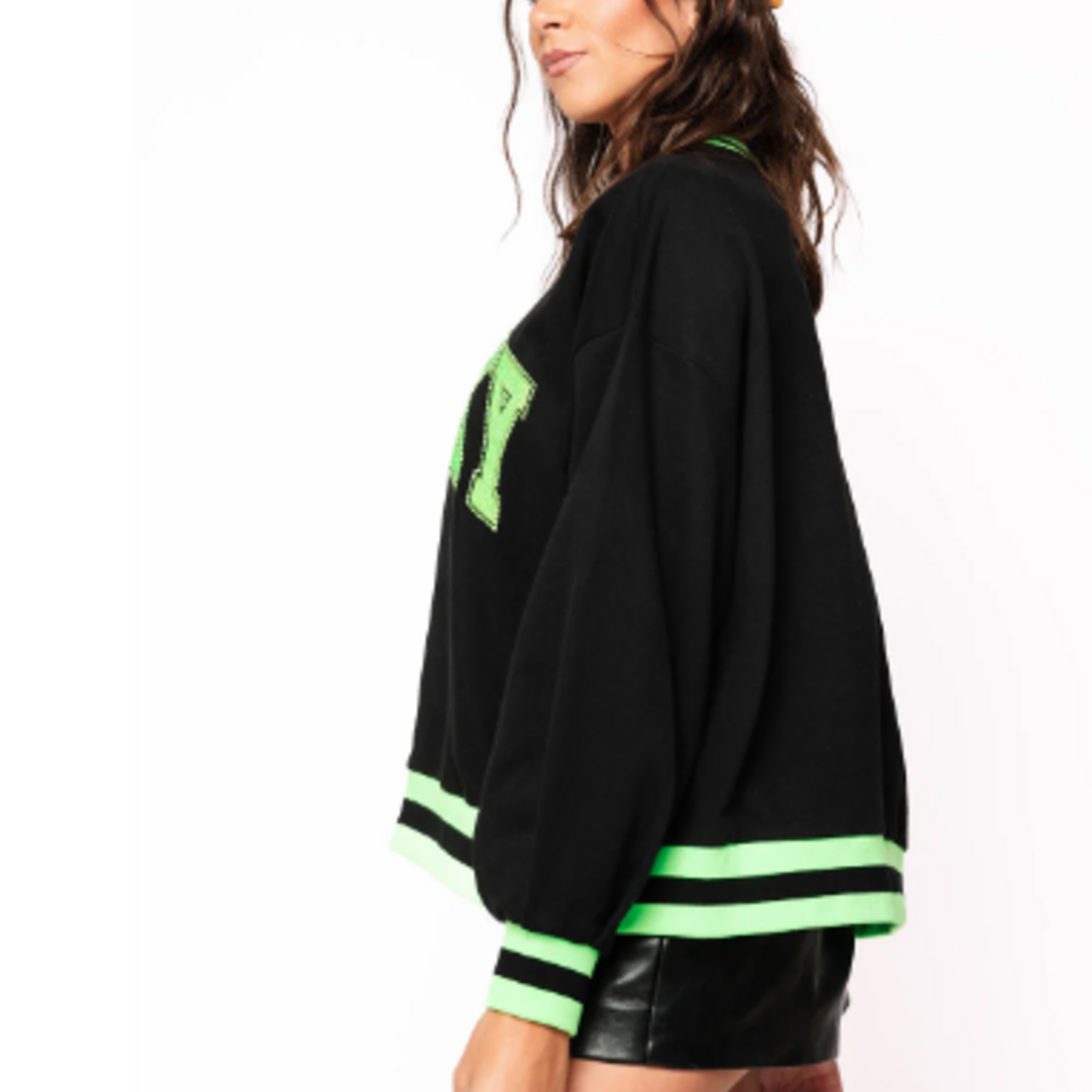Queen of Sparkles Black & Neon Green 'Spooky' Sweatshirt