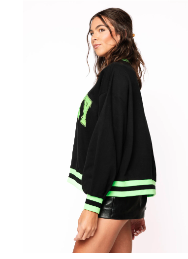 Queen of Sparkles Black & Neon Green 'Spooky' Sweatshirt