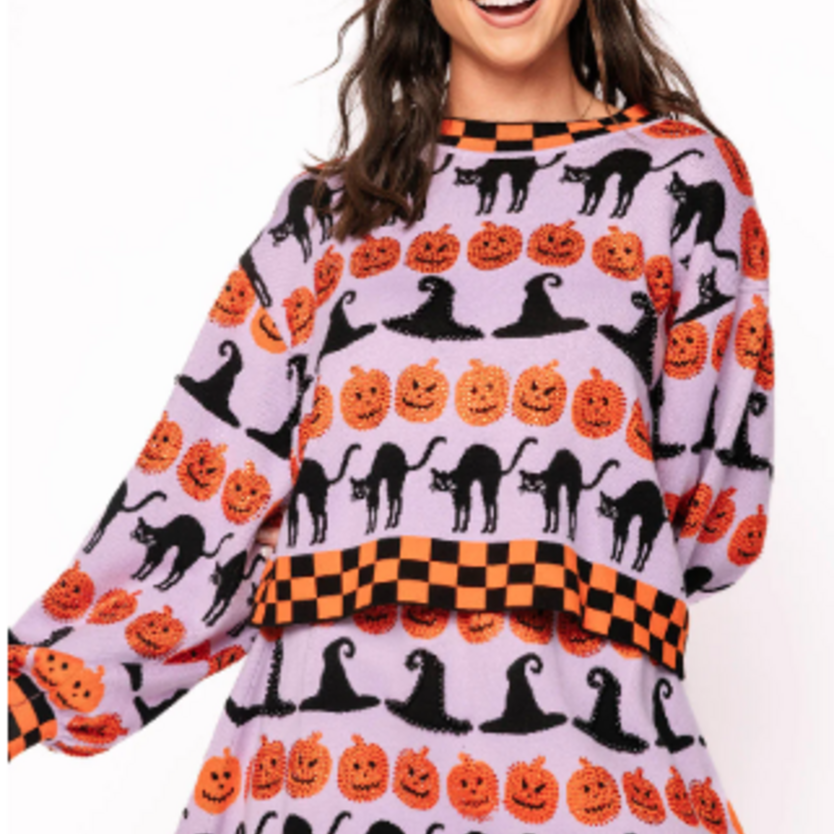 Queen of Sparkles Lavender, Black & Orange Halloween Icon Skirt