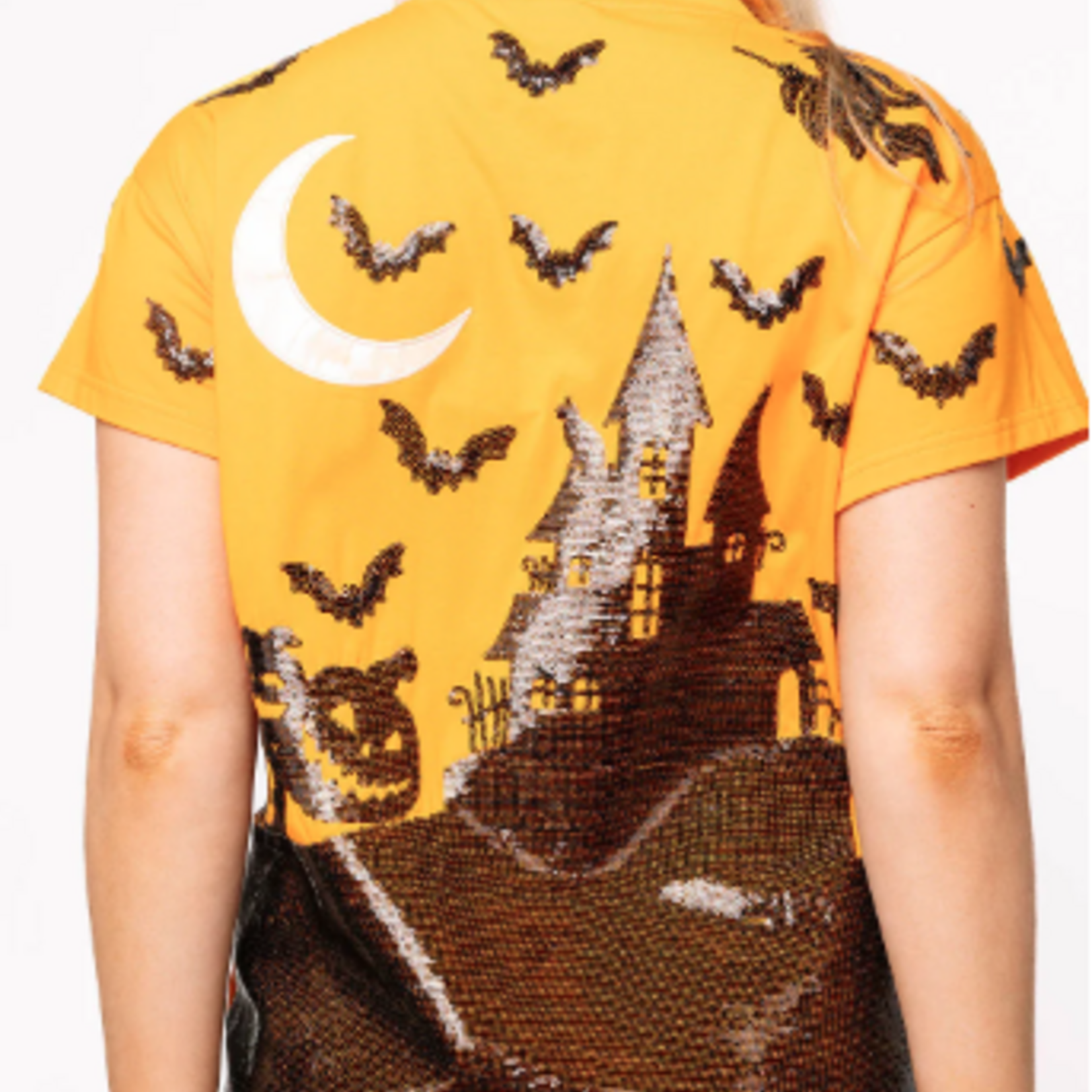 Queen of Sparkles Orange & Black Halloween House Tee