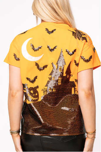 Queen of Sparkles Orange & Black Halloween House Tee