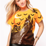 Queen of Sparkles Orange & Black Halloween House Tee