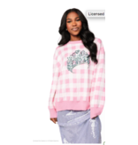 Queen of Sparkles Licensed Pink & White Gingham Glinda Crown Sweater