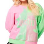 Queen of Sparkles Licensed Green & Pink Colorblock Character Profile 'Wicked' Sweatshirt