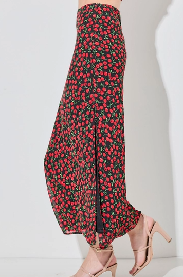 Cherry Print Maxi Skirt