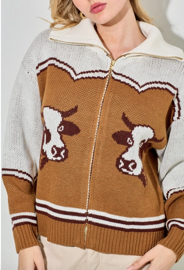 Cow Print Sweater