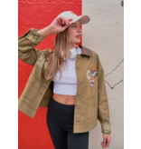 Denim Jacket with Patches and Bandana Print