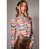 Western Mesh Mock Neck Top
