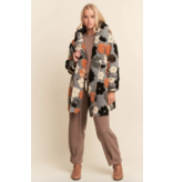 Chunky Flower Embroidered Hoodie Coat Jacket