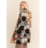 Chunky Flower Embroidered Hoodie Coat Jacket