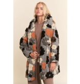 Chunky Flower Embroidered Hoodie Coat Jacket