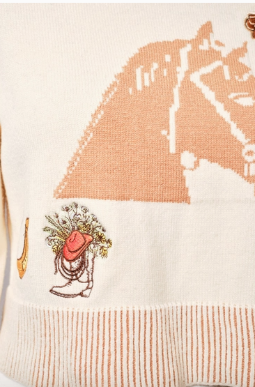 Horse Graphic Western Patch Sweater