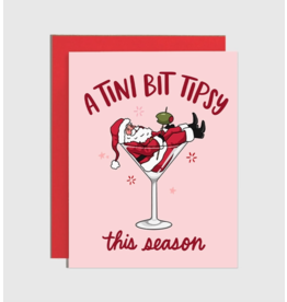 Martini Tipsy Santa Holiday Card