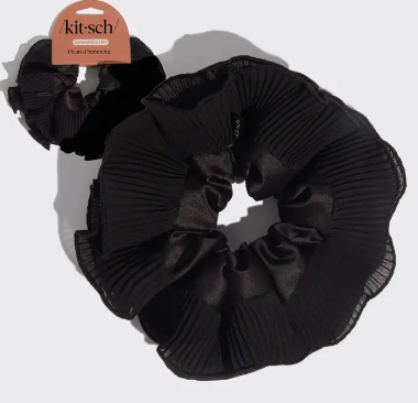 Pleated Scrunchie - Halloween Black
