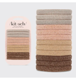 Recycled Nylon Glitter Medium Elastics 12pc- Neutral