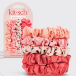 Ruched Satin Scrunchies 5pc Set - Assorted Cherry Blossom