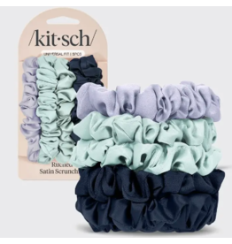 Ruched Satin Scrunchies 5pc Set - Garden Bouquet
