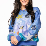 Queen of Sparkles Blue Galaxy Sweatshirt