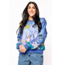 Queen of Sparkles Blue Galaxy Sweatshirt