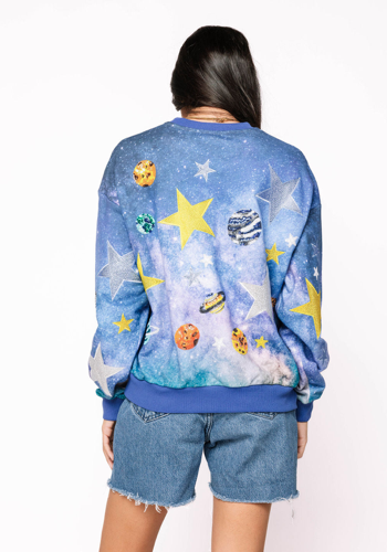 Queen of Sparkles Blue Galaxy Sweatshirt
