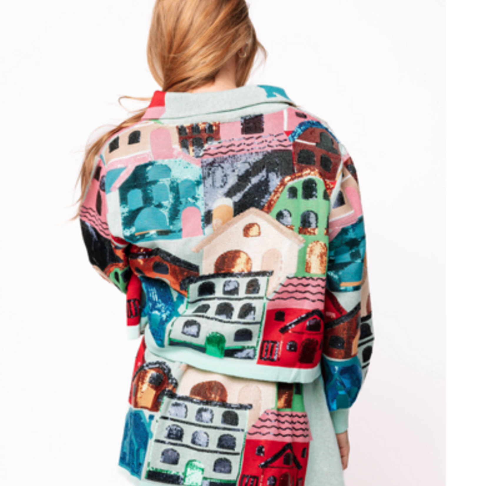 Queen of Sparkles Multi Collar Button Up House Sweater