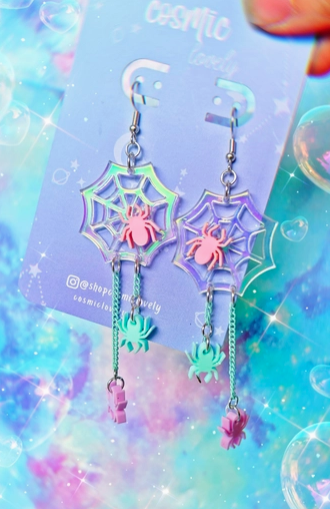 Iridescent Spider Web Earrings
