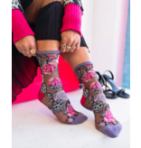 Skulls & Roses Black Sheer Crew Sock