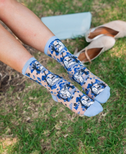 Casper and Trees Sheer Crew Sock