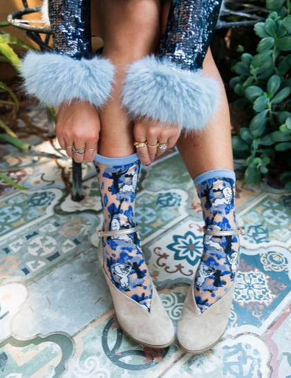 Casper and Trees Sheer Crew Sock