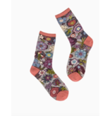 Dark Florals Black Sheer Crew Sock
