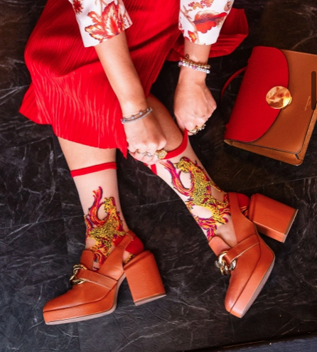 Flaming Cheetah Sheer Crew Sock