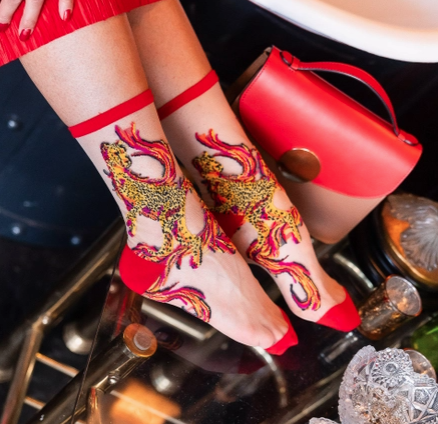 Flaming Cheetah Sheer Crew Sock