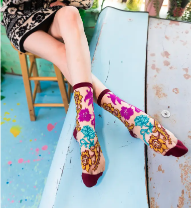 Gem Garden Sheer Crew Sock