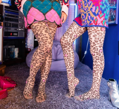 Pink Pop Leopard Print Sheer Tights