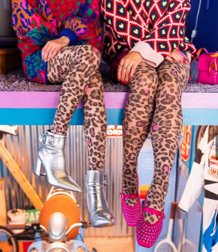 Pink Pop Leopard Print Sheer Tights