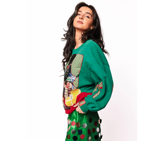 Queen of Sparkles Green Christmas Living Room Sweatshirt