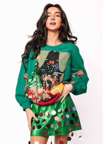 Queen of Sparkles Green Christmas Living Room Sweatshirt