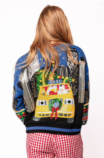 Queen of Sparkles Christmas Taxi NYC Sweatshirt