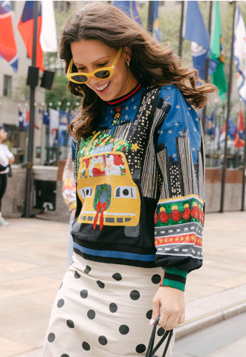 Queen of Sparkles Christmas Taxi NYC Sweatshirt