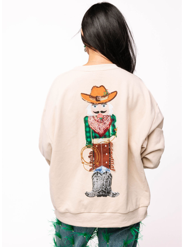 Queen of Sparkles Beige Cowboy Nutcracker Sweatshirt